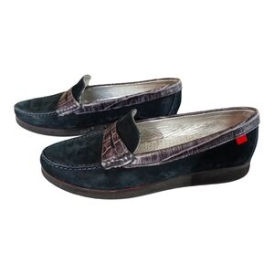 Marc Joseph Chambers Street Navy Suede Croc Leather Loafers Sz 8 Academia